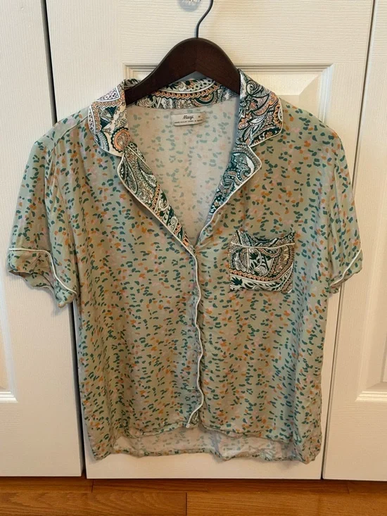 Anthropologie Maaji Green Paisley Print Pajama Set - Picture 2 of 7